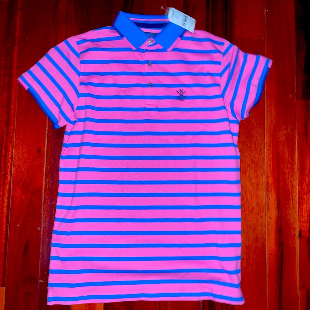 Boy’s Next Polo shirt pink blue striped size 14 new